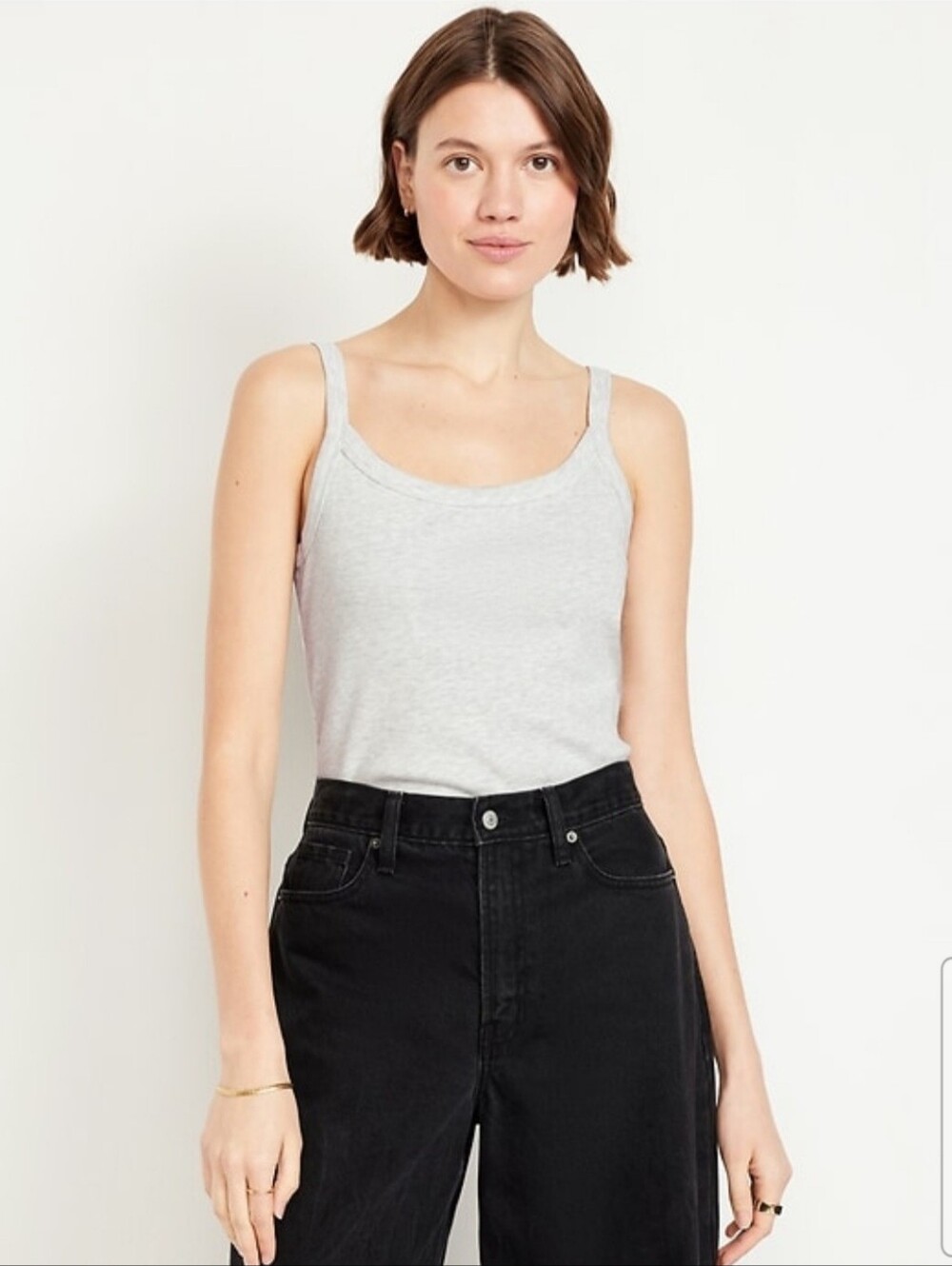 Old Navy Light Heather Gray Ribbed Cami Tank Top - Size Medium